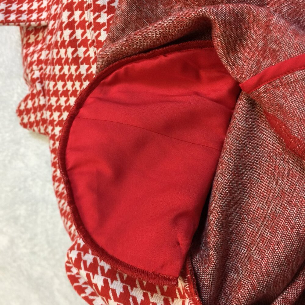 Cabi Blazer Jacket Sz S Womans Red White Classic Houndstooth Streth Pocket #4249 - Picture 11 of 16